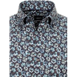 Blauw Venti Overhemd Met Bloemmotief Kent Kraag Modern Fit - L