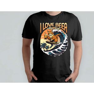 I Love Beer and Surf - T Shirt - Cats - Gift - Cadeau - CatLovers - Meow - KittyLove - Katten - Kattenliefhebbers - Katjesliefde - Prrrfect