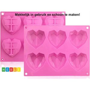 *** Love 3D Hartvorm Bakvorm - Siliconen mal harten - Chocolade - Diamanten - 3D heart - Bonbons - bakvormen - van Heble® ***