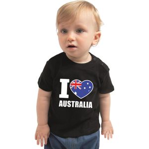 I love Australia baby shirt zwart jongens en meisjes - Kraamcadeau - Babykleding - Australie landen t-shirt 68