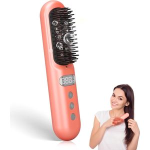 Draagbare haarstraightener met 9 temperatuurinstellingen en LCD-display - Mini haarborstel met negatieve ionen
