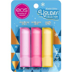 eos Limited Edition Lip Balm Sticks - Lippenbalsem - Lipverzorging - Hydratatie voor de hele dag - Strawberry cheer - Candy Cane Swirl - Vanilla Toffee