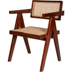 Muebles - Chandigarh stijl rotan stoel – donkerbruin - Eetkamerstoel - Set van 2