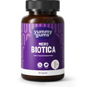 Yummygums • Micro Biotica Capsules • 5 Bacteriestammen en Gember • Suikervrij • Vegan • 60 capsules