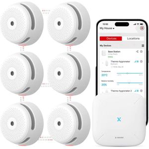 X-Sense Link+ Pro Slimme Rookmelder bundel - 6 XS01-M Rookmelders en SBS50 Base Station - Werkt via app - WiFi gateway - Draadloos RF koppelbaar - Brandalarm - Smart home