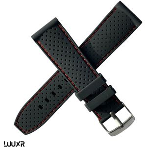 Luuxr strap black rubber red stitch 22mm lurure220001