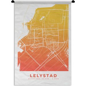 Wandkleed - Wanddoek - Stadskaart - Lelystad - Nederland - 60x90 cm - Wandtapijt - Plattegrond