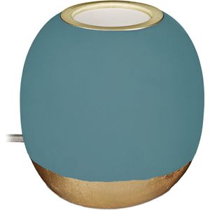 Relaxdays tafellamp beton - diverse kleuren - 9 x 9 cm - nachtlampje - rond - modern - blauw