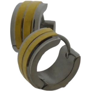 Aramat Jewels Oorringen - Gouden Stalen Bicolor Oorbellen - Oorsteker 13mm - Roestvrij staal - Mannen - Volwassenen - 3