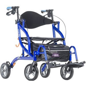 Airgo Fusion - Rollator en Transportstoel - Blauw - Opvouwbaar - Belastbaar tot 136 kg