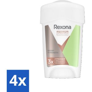 Rexona Women - Deodorant Cream Stick - Maximum Protection Sport Strength - Extra Sterk - 45 ml - Voordeelverpakking - 4 stuks
