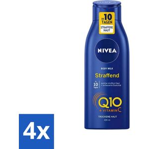 4 x Nivea - Q10 Energy+ Body Milk - Huid Versterkende - 400 ml - NIVEA Q10 - Bodylotion - Huidversterkend - Elasticiteit - Hydratatie
