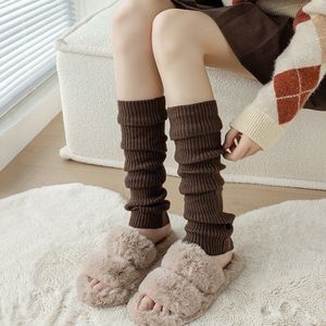 Effen gebreide beenwarmers voor dames, overknee sokken, geschikt voor de winter warme mode laarzen sokken knie beenwarmers laarzen,Bruin