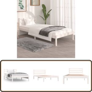 vidaXL Wit Massief Houten Bedframe 90x190 cm Houten Bed Frame - Bed Frame Massief Hout - Enkel Bed - Wit Bed Frame - Bed Frame 90x190