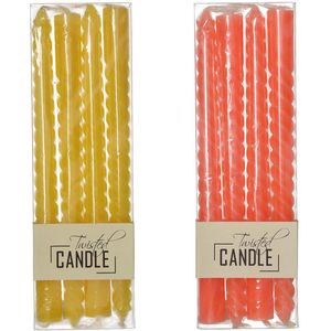 Kaarsenset - Twisted kaarsen - Oranje - Geel - 8stuks - Kaarsen - Gedraaide kaarsen - Cadeau - Twisted candles - Kaars - Candle - Hippe kaars
