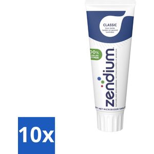 10 x Zendium Tandpasta Classic 75 ml - Mondgezondheid - Frisse Adem - Gevoelige Mond - Milieuvriendelijk - Biologisch Afbreekbaar