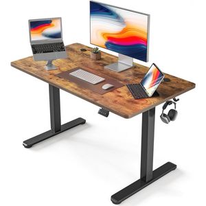 Elektrisch in hoogte verstelbaar bureau met scheidingsbord, bartafel 100 x 60 cm, sta-bureau voor thuis en op kantoor