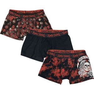 Rock Rebel by EMP zwarte tri-pack boxershorts met print - Heren - S