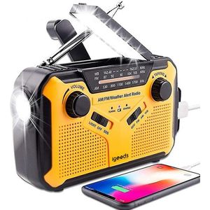 Igoods Noodradio - Noodpakket - Kampeerradio - FM AM - Led Zaklamp - Inclusief Telefoon Oplader - 2500 mAh