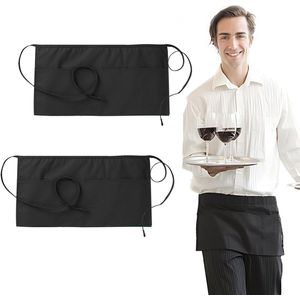Unyqoos® Twee praktische zwarte schorten met zakken voor diverse toepassingen in keuken en horeca