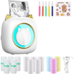 Smartphone foto printer - Compact - Thermische labelprinter - Bluetooth - Draadloos - Voor IOS - 200 dpi printkop - Wit goud -