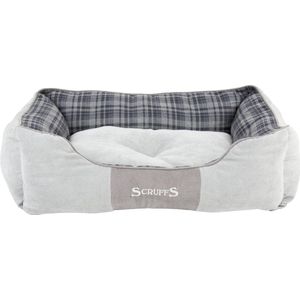Scruffs Highland Box Bed - Stevige Hondenmand van Hoogwaardige Chenille stof met anti-slip onderzijde - Kleur: Grijs, Maat: Large