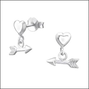 Aramat jewels ® - Oorbellen met hanger pijltje 925 zilver 10mm