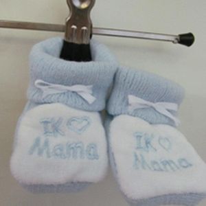 King Bear slofjes I love mama blauw met wit