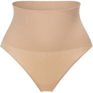 Hoog Taille - Butt Lifter - Shapewear Ondergoed - Billen Buik Heupen Shaper Slip - Seamless Corrigerende Thong - Afslankbroek- Maat L - Beige