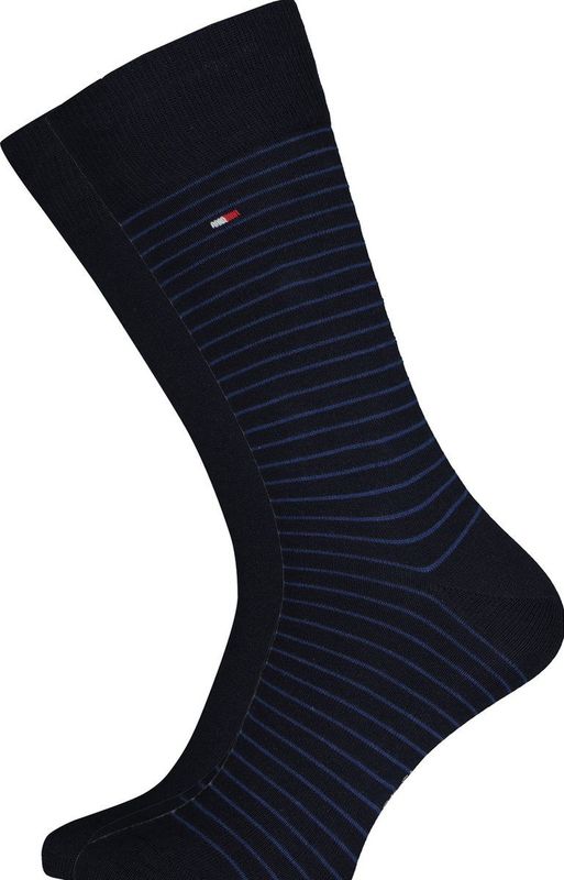 Tommy Hilfiger Small Stripe Sock (2-pack), heren sokken, blauw gestreept