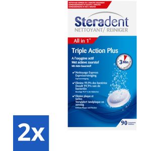 Steradent Triple Action Plus Kunstgebit Reiniger 90 tabletten - Voordeelverpakking - 2 stuks