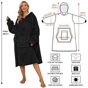 Oversized Draagbare Sherpa-hoodiedeken met Capuchon - Ultra Zachte Tv-deken voor Volwassenen en Tieners