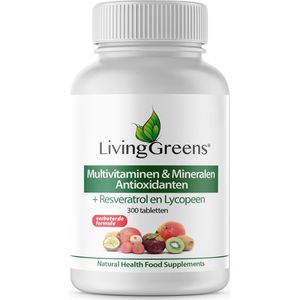 LivingGreens Multi vitaminen & mineralen- antioxidanten- 300 tabletten-resveratrol-lycopeen-