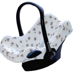 Wallabiezzz Maxi Cosi hoes Cabriofix Pebble Citi en meer - Autostoelhoes Groep 0+ - Geschikt voor 3-puntsgordel - Combineer met bijpassende Wallabiezzz Zonnekap Gordelbeschermer of Speendoekje - Zacht Katoen - Dandelion Bruin