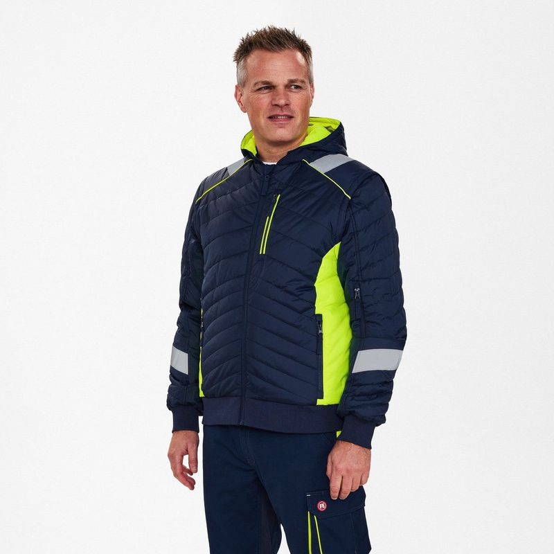 Engel - Cargo - Gewatteerd Jack - Blue Ink - Hi-vis Yellow