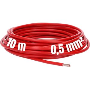 Kalitec 10 meter H05V-K 0,5 mm² rotI kabel 0,5mm2 als bedradingskabel I flexibele kernkabel PVC enkelader I meeraderig I schakeldraad