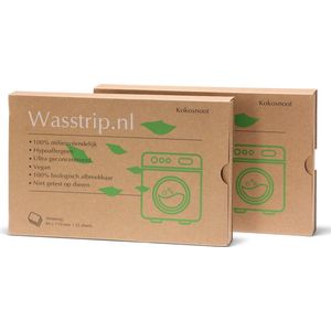 Wasstrips kokosnoot- 64 sheets/wasjes - wasmiddel voor alle wasmachines - wasmiddeldoekjes voor alle kleuren was - voor koud en warm wassen - plastic vrij en CO2 neutraal