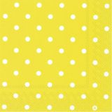 20x Polka Dot 3-laags servetten geel met witte stippen 33 x 33 cm
