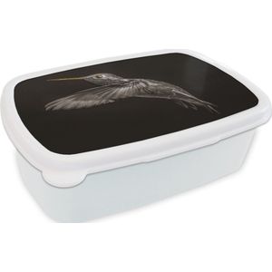 Broodtrommel Wit - Lunchbox - Brooddoos - Vogel - Black And Gold - Zwart - 18x12x6 cm - Volwassenen