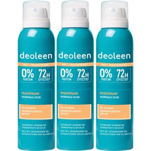 Deoleen Intense Protect Spray -72 uur effectief - 0% parfum & 0% alcohol - Dermatologisch getest - Voordeelverpakking - 3x 150ml