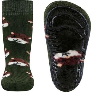 Ewers Antislipsok - Hamster Donkerbruin/Ecru - Donkergroen - Siliconenzool-17/18