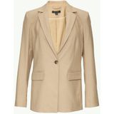 Comma - Lange Blazer - Camel - Met V-hals - 1-knoopsmodel