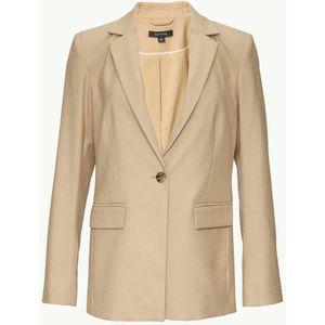 Comma - Lange Blazer - Camel - Met V-hals - 1-knoopsmodel