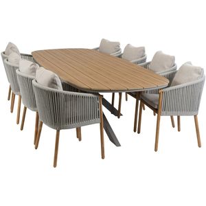 9-delige tuinset | 8 Es Vedra tuinstoelen (Teakhout) | Tuintafel Cadiz 280x115cm (Camel)