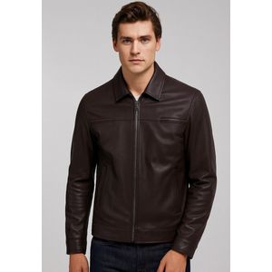 Leren Jas Heren – Echt Lamsleer – Donkerbruin/Chocolade – Kent – Met 2 Steekzakken, 2 Binnenzakken & Verstelbare Zijkanten