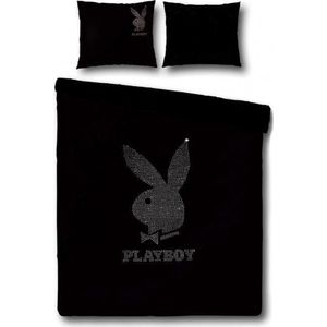 Playboy Strass Silver Dekbedovertrek - Litsjumeaux - 240x200/220 cm - Black