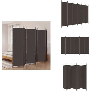 vidaXL Kamerscherm - Kamerschermen - Scheidingswand - Ruimteverdeler - Kamerscherm met 6 panelen 300x200 cm stof bruin