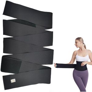 Waist Trainer - Corset - Afslank Korset - 4 Meter - Verstelbaar - Zweet buikband Shaper - Postpartum Band - Corrigerend Ondergoed - Sauna belt - Band Met Lus - Man en Vrouw - Zwart - 1stuk