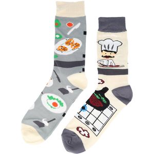Sokken Katoen - Culinaire Print - Grijs - Maat 38-45