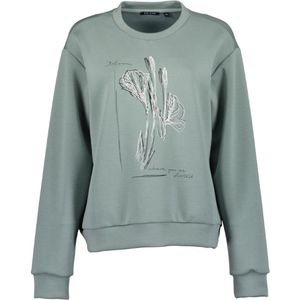 Blue Seven - Trui 237189 aqua + print ronde hals - maat 46